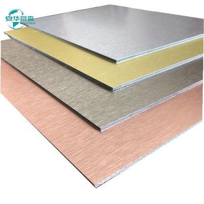 High Gloss Brushed ACP Eksterior Aluminium Cladding 2440mm Panjang 1220mm Lebar